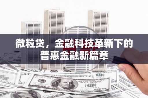 观塘微粒贷，金融科技革新下的普惠金融新篇章