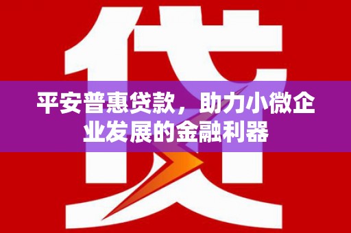 观塘平安普惠贷款，助力小微企业发展的金融利器